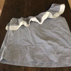 JCrew one shoulder ruffled shirt
